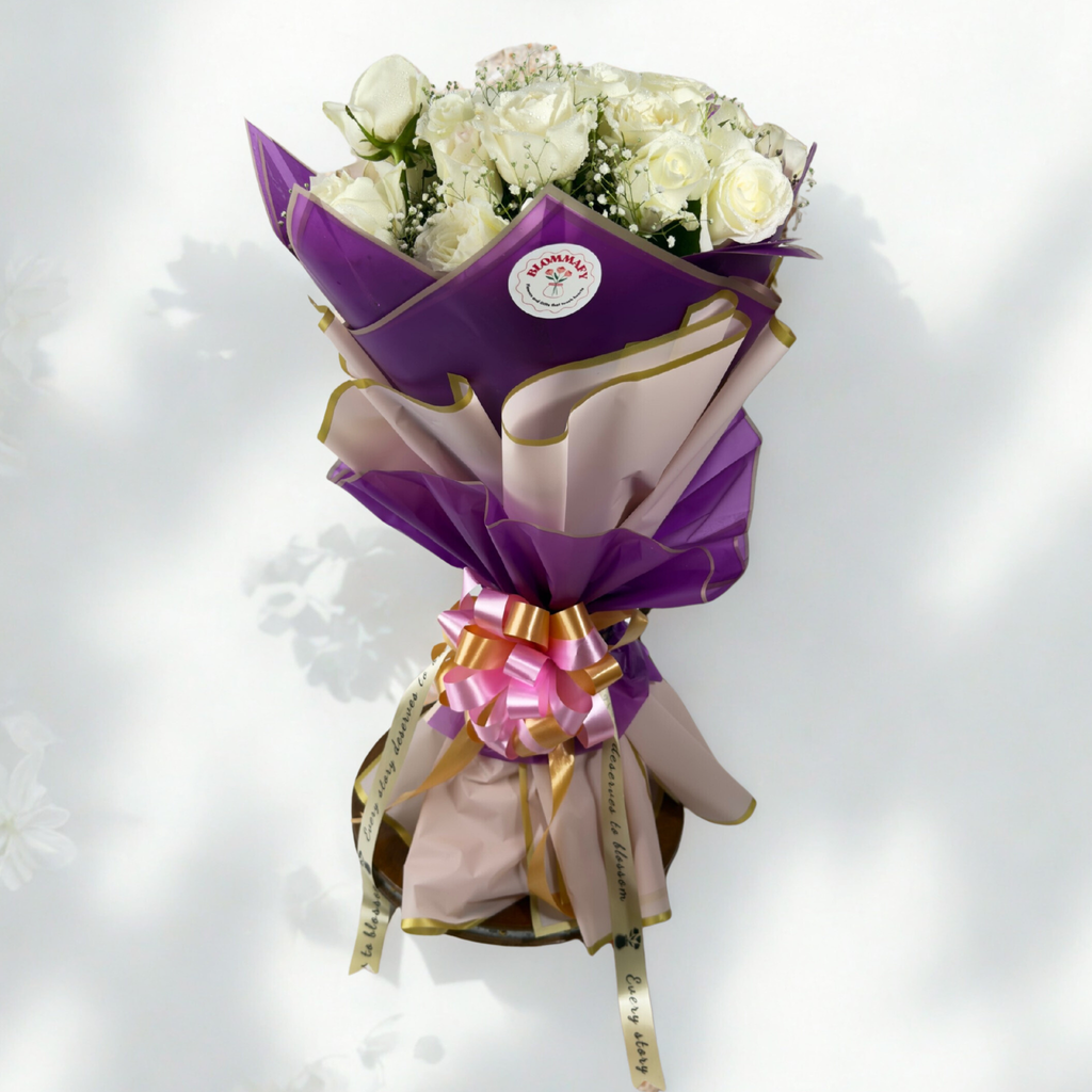 Lavender Whisper White Rose